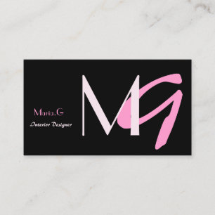 Pink Girl Monogram Business Cards Visitenkarte