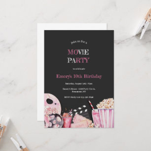 PINK GIRL MOVIE NIGHT PARTY EINLADUNG
