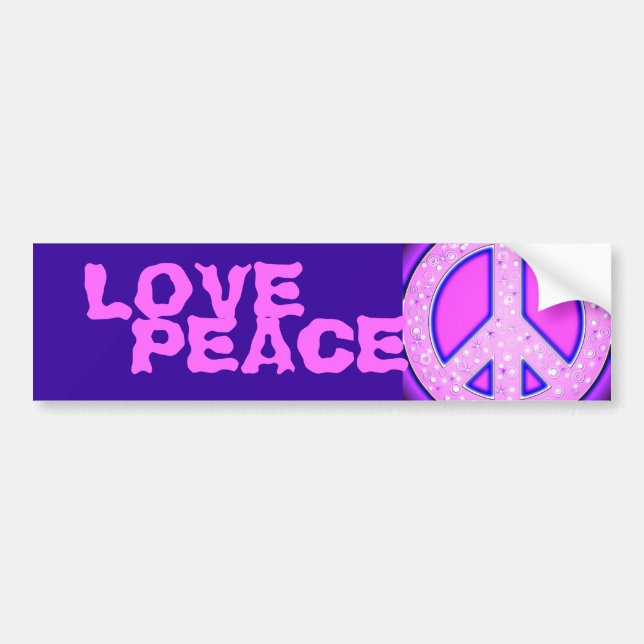 Pink Girl Peace Sign mit Lila Neon Glow Autoaufkleber (Vorne)