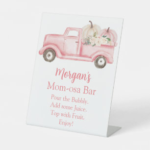 Pink Girl Pumpkin Baby Dusche Mama osa Bar Sockelschild