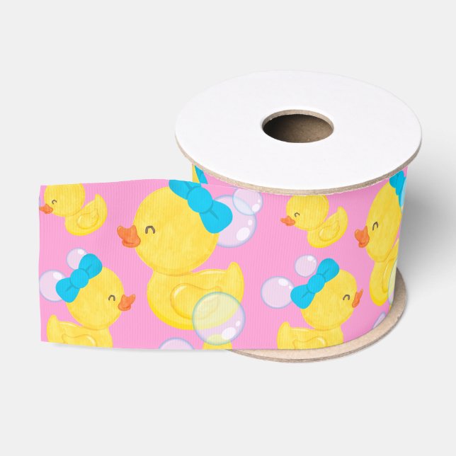 Pink Girl Rubber Ducky Ripsband (Spule)