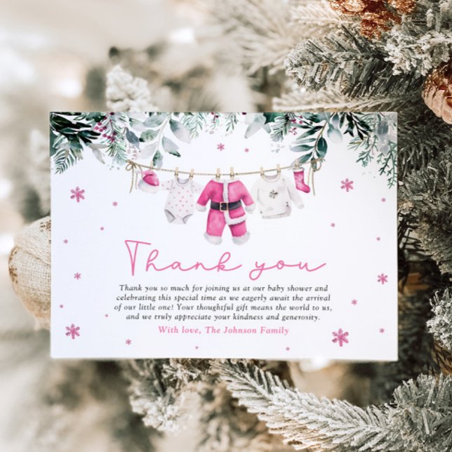 Pink Girl Santa Baby Weihnachtsdusche Dankeskarte (Von Creator hochgeladen)
