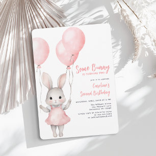 Pink Girl Second Birthday Einladung