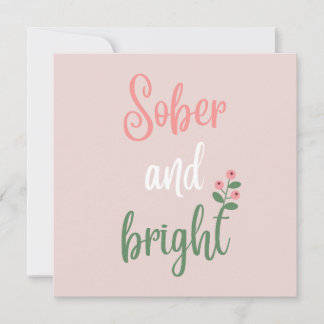 Pink Girl Sober & Bright Sobriety Christmas Card