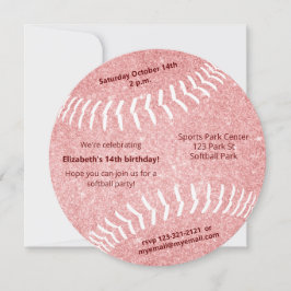 Pink Girl Softball Sport Thema Party Ankündigung