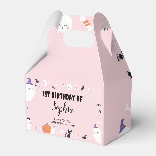 Pink Girl Spooky One Ghost Birthday Gefallen Box Geschenkschachtel (Vorderseite)