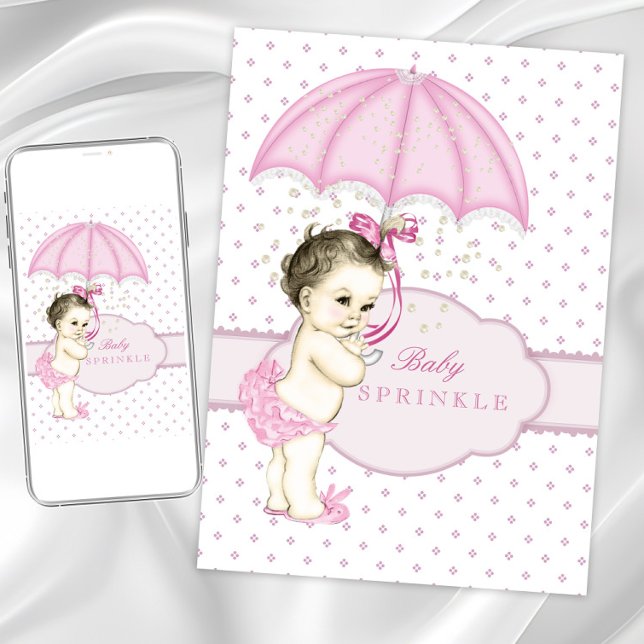 Pink Girl Sprinkle Babydusche Einladung (Cute sprinkle baby shower invitation. Instant download and printed invitations available.)