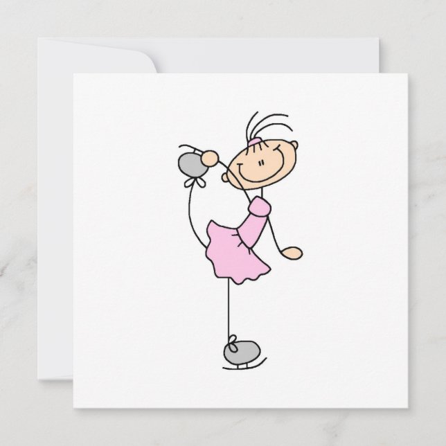 Pink Girl Strichmännchen Ice Skater (Vorderseite)