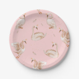Pink Girl Swan Birthday/Baby Dusche/Party Pappteller