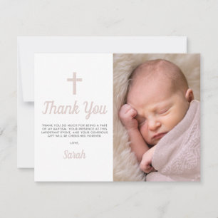 Pink-Girl-Taufe Christening-Foto Dankeskarte