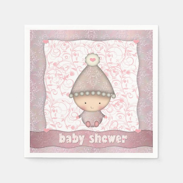 Pink Girls Babydusche Napkins Serviette (Vorderseite)