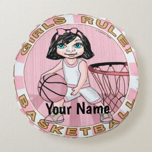 Pink Girls Basketball Rundes Kissen