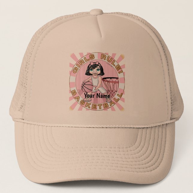 Pink Girls Basketball Truckerkappe (Vorderseite)