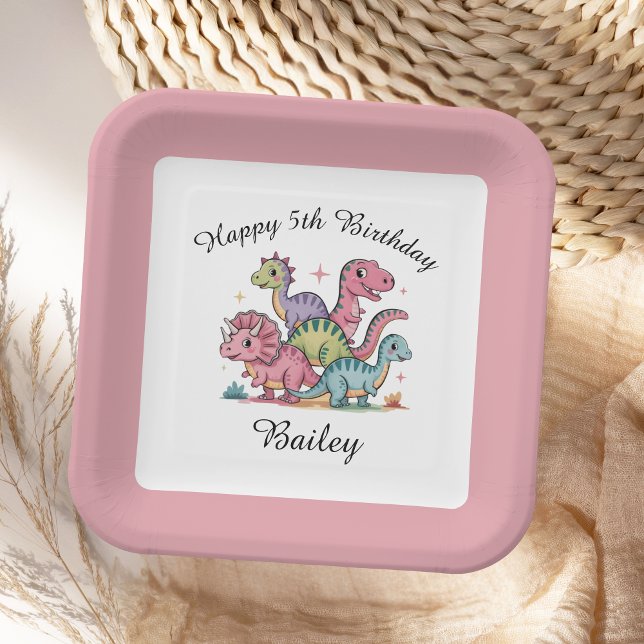 Pink Girls Dinosaur Geburtstag Pappteller (Von Creator hochgeladen)