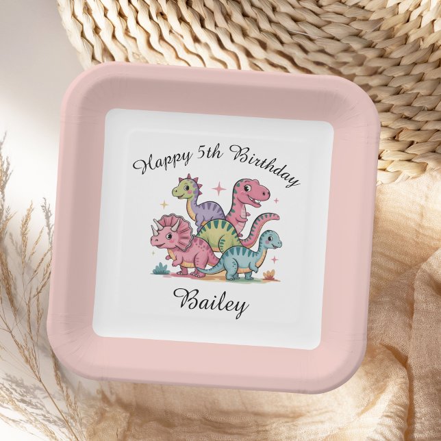 Pink Girls Dinosaur Geburtstag Pappteller (Von Creator hochgeladen)
