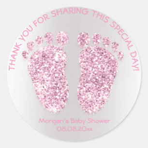 Pink Girls Feet Baby Dusche Gefallen Danke, Park Runder Aufkleber