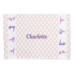 Pink Girls Gymnastik Quatrefolie Monogramm Name Kissenbezug