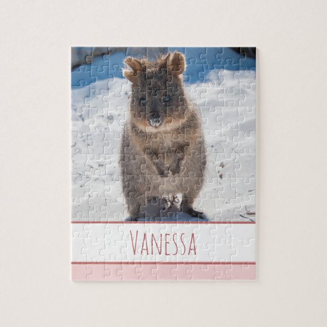 Pink Girls Kinder Quokka Beach Personalisiert Puzz (Vertikal)