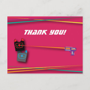 Pink Girl's Laser Tag Geburtstagsparty Danke Postkarte