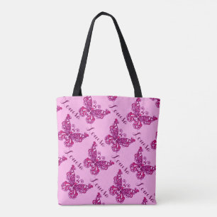 Pink Girls nennen Butterfly personalisiertes Tasch Tasche