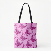 Pink Girls nom Butterfly motif sac personnalisé
