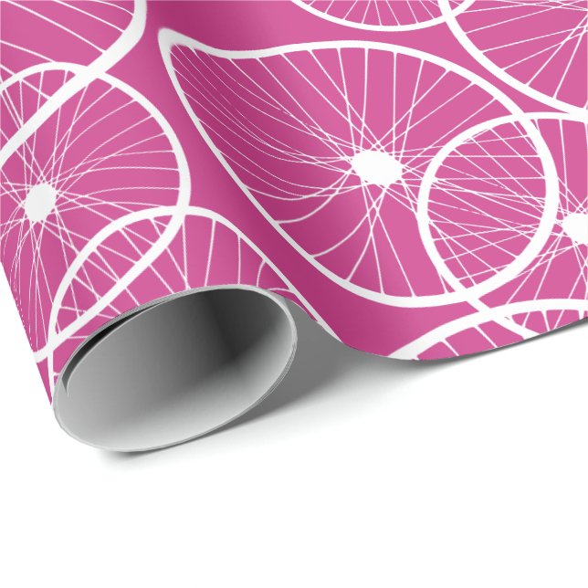 Pink Girls Radfahrrad Räder Radmuster Geschenkpapier (Rolleneckpunkt)