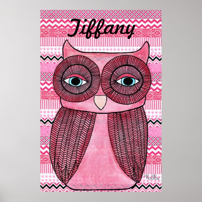 Pink Girls Room Zickzack Stripes Art Poster (Vorne)