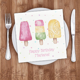 Pink Girls Summer Popsiday Party Serviette