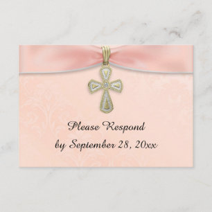 Pink Girls Taufe Christening UAWG Response RSVP Karte