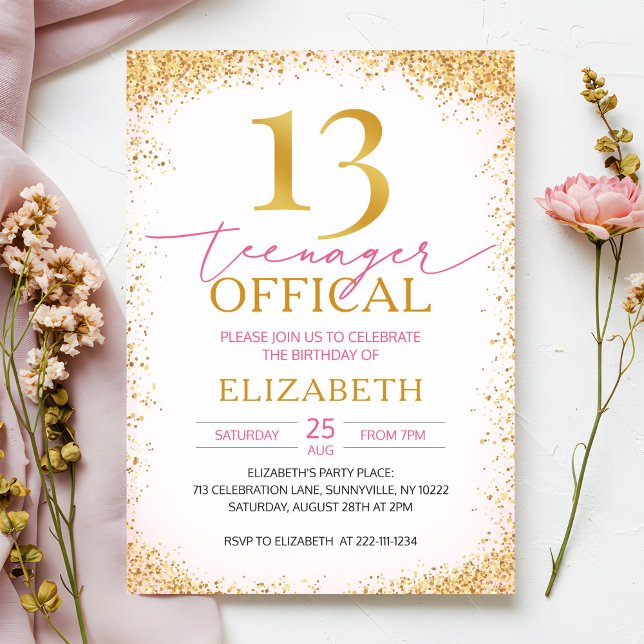 Pink Girly 13. Geburtstag Einladung (Von Creator hochgeladen)