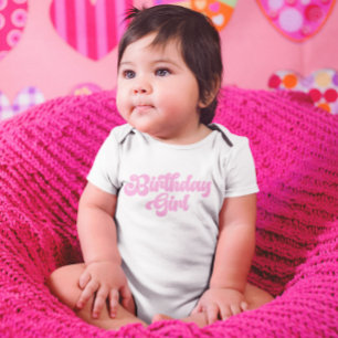 Pink Girly Birthday Girl 1. Geburtstag Baby Strampler