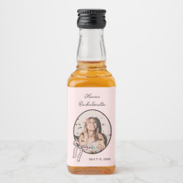 Pink Girly Bows & Babes Bachelorette Custom Mini Alkoholflaschenetikett