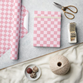 Pink Girly Checker Checkerboard Checkered Retro Geschenkpapier