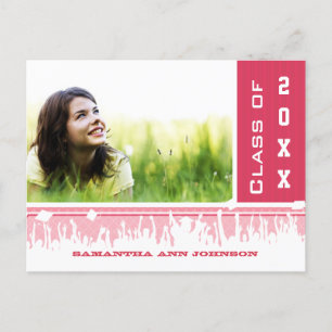 Pink Girly Class of Graduation Invitations Einladungspostkarte