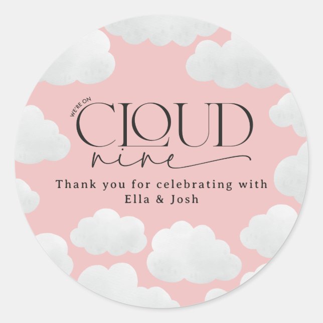 Pink Girly Cloud 9 Dusche modern und stilvoll Runder Aufkleber (Vorderseite)