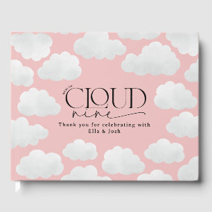 Pink Girly Cloud Nine Baby Dusche Moderne Minimal Gästebuch