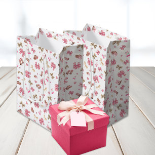 Pink Girly Coquette Cowgirl Boots Bows Muster Mittlere Geschenktüte