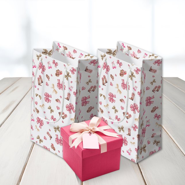 Pink Girly Cowgirl Boots Bows Coquette Muster Kleine Geschenktüte (Von Creator hochgeladen)
