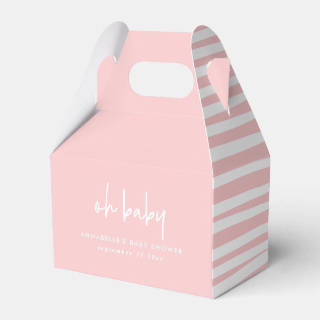 Pink Girly Dusche Party Typografie modern Geschenkschachtel (Rückseite)