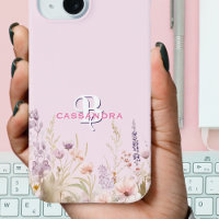 Pink Girly Girl Wildblumen Name Monogram