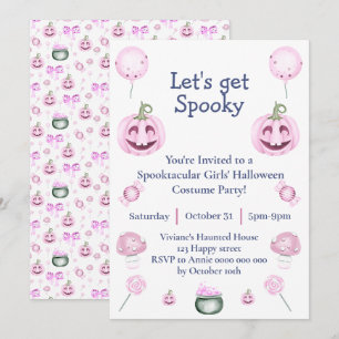Pink Girly Halloween-Party Einladung