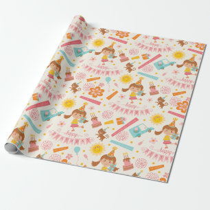 Pink Girly Happy Birthday Wrapping Paper Geschenkpapier