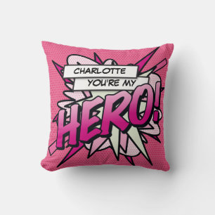 Pink Girly HERO Funny Modern Cooles Comic Buch Kissen