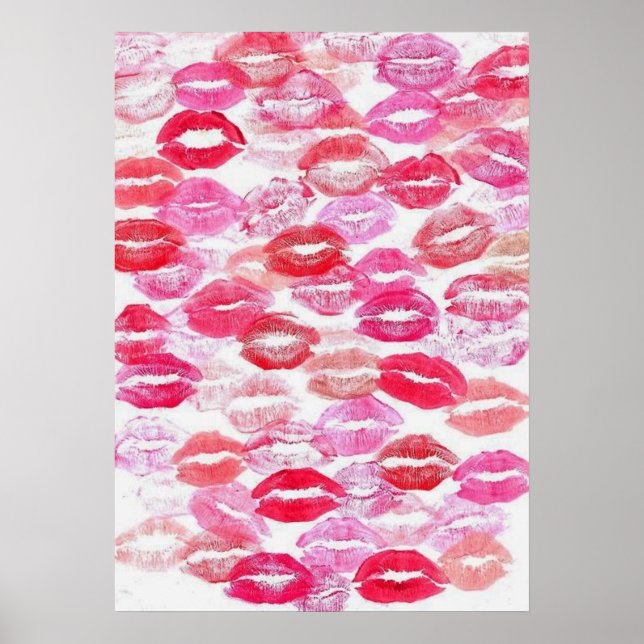 Pink Girly Kisses Poster (Vorne)