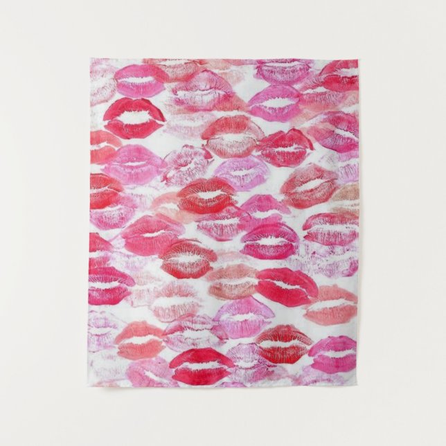 Pink Girly Kisses  Wandteppich (Vorderseite)