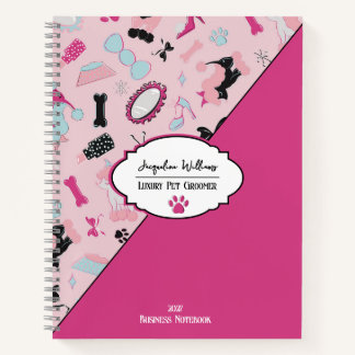 Pink Girly Mid-Century Pet Groomer Notizbuch