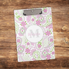 Pink Girly Niedlich Chic Preppy Paisley Monogram Klemmbrett
