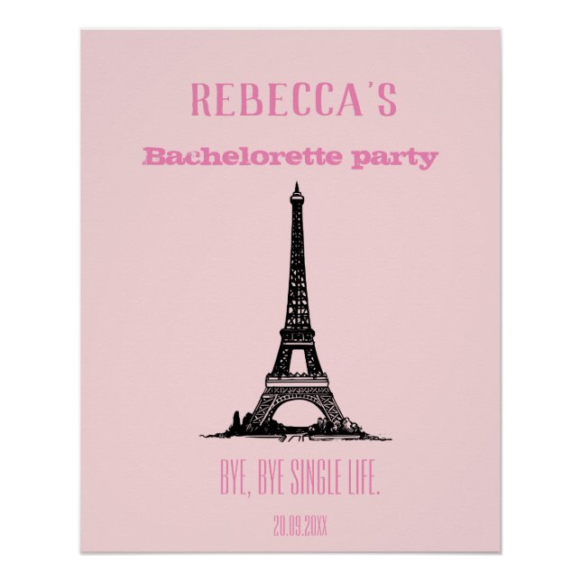 Pink Girly Paris Thema Junggeselinnen-Abschied Hin Poster (Vorderseite)