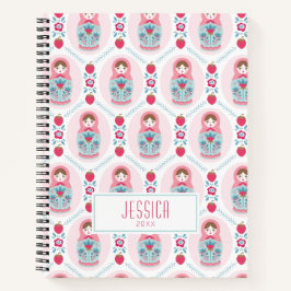 Pink Girly Pattern Monogram Spiral Notebook Notizbuch