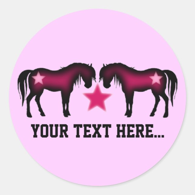 Pink Girly Personalisiert Horly Runder Aufkleber (Vorderseite)
